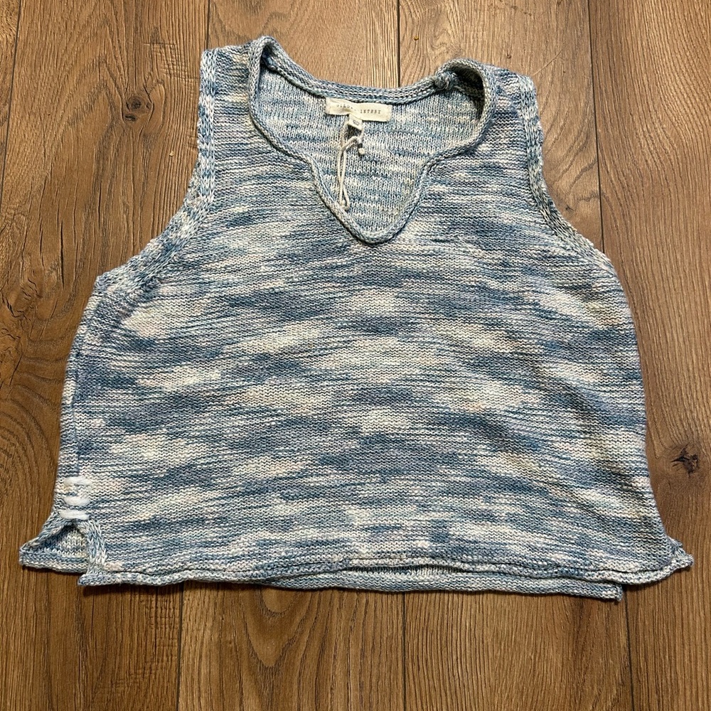 Blue and White Knit Tank Top